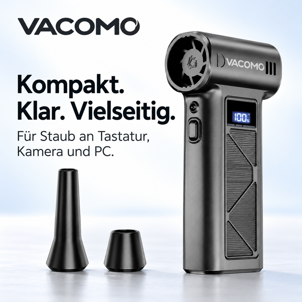 Vacomo Air Jet – Elektrischer Staubbläser mit Aufsätzen