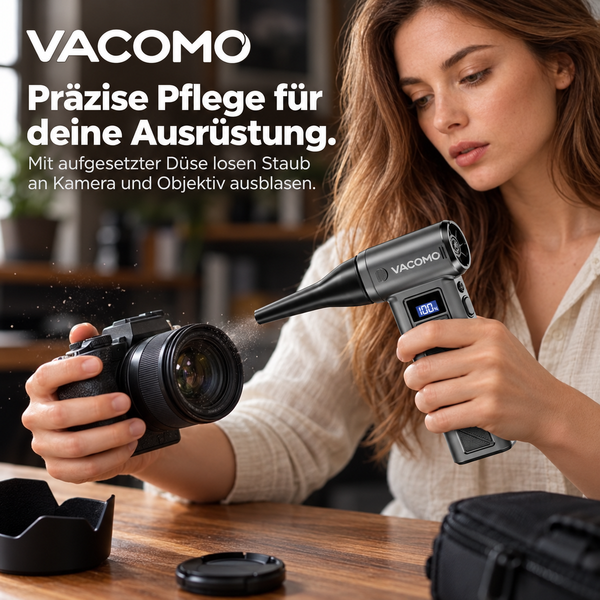 Vacomo Air Jet – Elektrischer Staubbläser mit Aufsätzen