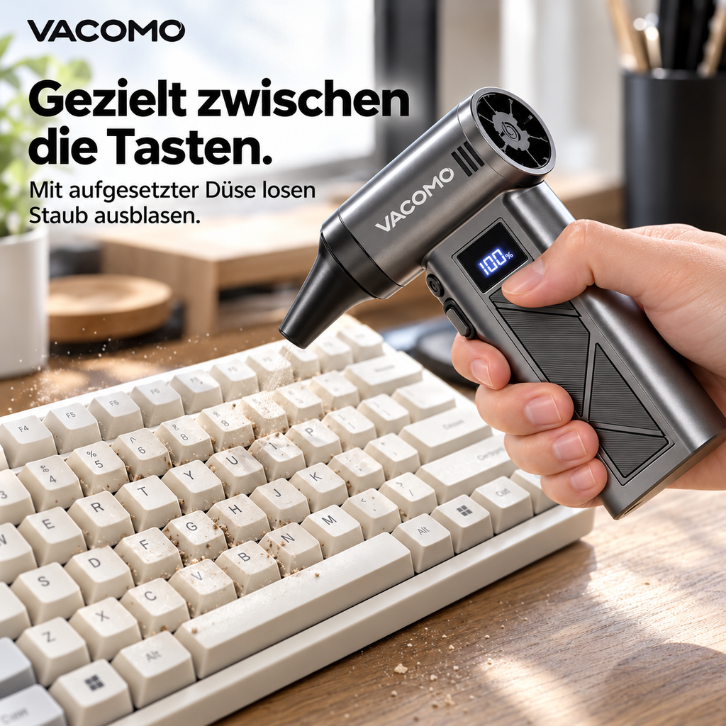 Vacomo Air Jet – Elektrischer Staubbläser mit Aufsätzen