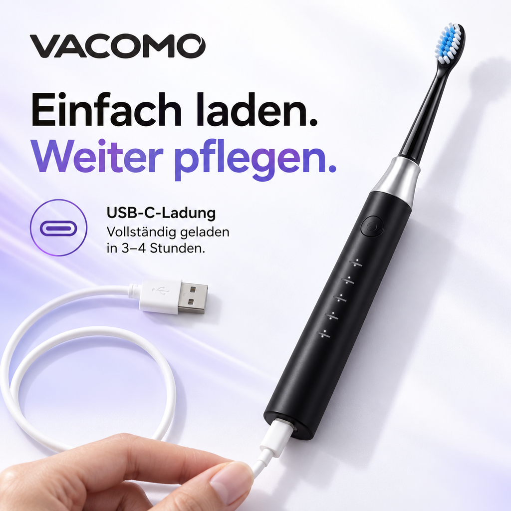 Vacomo Care One – Elektrische Zahnbürste mit 5 Reinigungsmodi