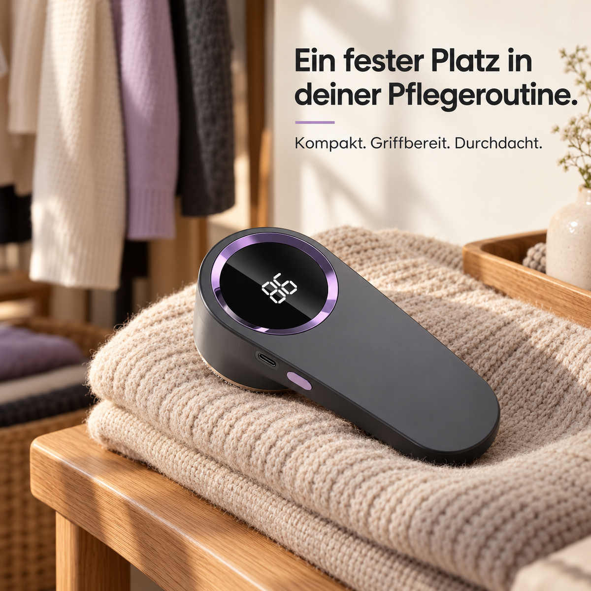 Elektrischer Premium-Fusselrasierer mit Digitaldisplay & USB-C
